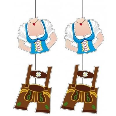 Hangdecoratie lederhosen Oktoberfest - 2x - 70 x 23 cm - Bierfeest feestartikelen - Versiering
