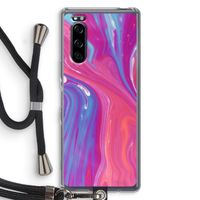 Paarse stroom: Sony Xperia 5 Transparant Hoesje met koord