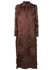 Gloria Coelho robe en soie à appliqués fleurs - Marron