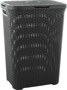 Curver Style Wasbox Met Deksel Rotanstyle 60 Liter Antraciet 45x34x62 Cm