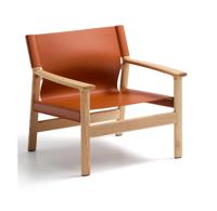Kave Home Fauteuil 'Jan' Leder en essenhout, kleur Lichtbruin