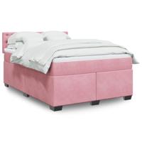 Boxspring met matras fluweel roze 140x200 cm