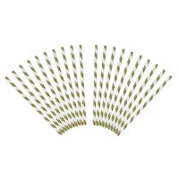 Gestreepte rietjes van papier - goud/wit - 40x stuks - Verjaardag party drinkrietjes