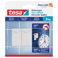 Tesa klevende spijker - 8x - wit - 2 kg - voor tegels en metaal - thumbnail