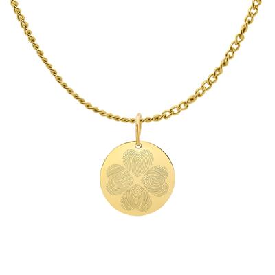Gepersonaliseerde vingerafdrukken klaver ketting - Stainless steel - Goud - 13 mm - 4 vingerafdrukken
