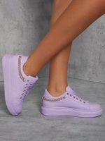 Gold Chain Leather Flat Sneakers