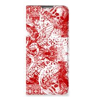 Mobiel BookCase OPPO Reno8 Lite Angel Skull Rood