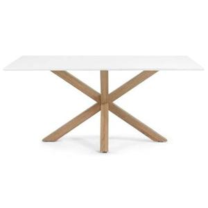 Kave Home Argo Eettafel - 180 x 100 cm - Wit / Eiken