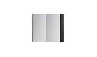 INK SPK1 spiegelkast met 2 dubbel gespiegelde deuren, 1 verstelbaar glazen planchet, stopcontact en schakelaar 70 x 14 x 60 cm, houtskool eiken