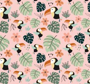 Slaapkamer behang jungle vogel en plant