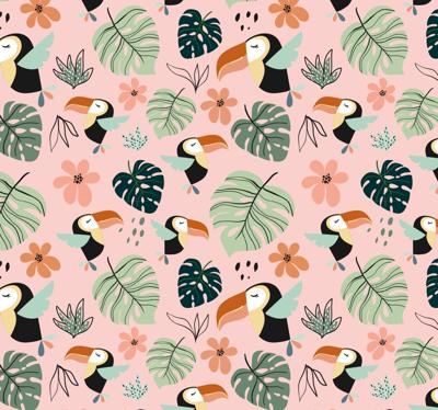 Slaapkamer behang jungle vogel en plant
