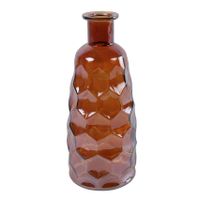 Countryfield Art Deco bloemenvaas - cognac bruin transparant - glas - fles vorm - D12 x H30 cm - thumbnail