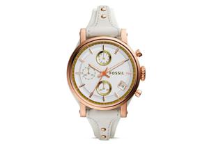 Horlogeband Fossil ES3947 Onderliggend Leder Beige 18mm