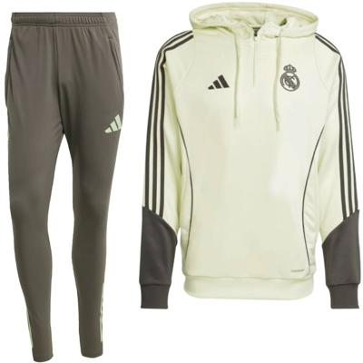 adidas Real Madrid Track Trainingspak 1/4-Zip Hooded 2025-2026 Lichtgroen Grijs