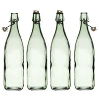 Home Deco Factory Beugelfles/weckfles - 4x - glas - transparant - luchtdicht - 1.0 liter - waterfles