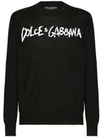 Dolce & Gabbana pull en laine vierge à logo - Noir