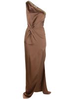 Elisabetta Franchi robe longue à design à une épaule - Marron