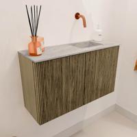 Toiletmeubel Mondiaz Joya Dlux | 70 cm | Meubelkleur Dusk | Faye wastafel Glace Wasbak Rechts | Zonder kraangat(en)