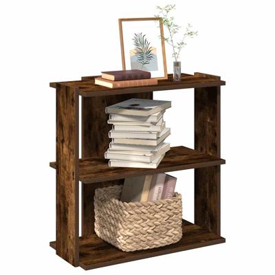 Boekenkast 3-laags 60x30x60 cm bewerkt hout gerookt eikenkleur