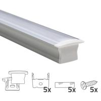 Led strip profiel inbouw hoog model - compleet met afdekkap 2 meter 15 mm hoog | led strip plafond | ledstripkoning