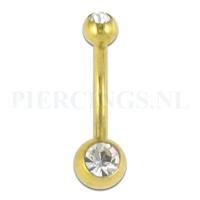 Navelpiercing goudkleurig kristal 4 + 6 mm balletjes