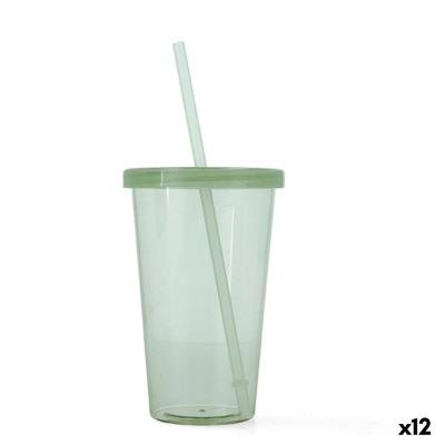 Beker met Rietje Quid Quidate Groen Plastic 475 ml (12 Stuks)
