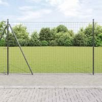 VidaXL Hek met paal grijs 1,5 x 10 m staal en pvc