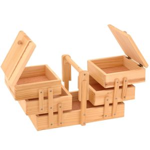 Naaidoos - uitklapbaar - met handgreep - hout - 30 x 18 x 19 cm - naaikist   -