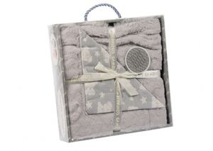 Gamberritos babydeken beer 110 x 140 cm fleece grijs/wit