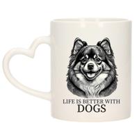 Cadeau mok voor honden liefhebbers - Pomeriaan - wit - hartjes oor - keramiek - 300 ml