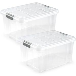 Plasticforte Opslagbakken met deksel - 4x - 16 liter - 40 x 30 x 21 cm - Organizers - transparant