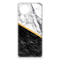 Xiaomi 13 Lite | TPU | Siliconen hoesje | Marmer Wit Zwart - Origineel Cadeau Man