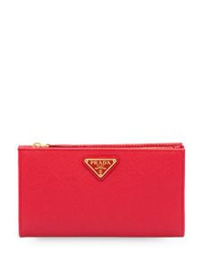 Prada grand porte-monnaie zippé à logo - Rouge