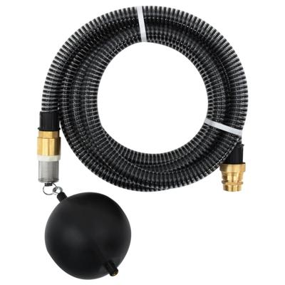 VidaXL Zuigslang met messing koppelingen 1,1&apos;&apos; 10 m pvc zwart