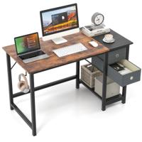 Bureau met 2 Laden 120 cm Lange Computertafel met Hoofdtelefoonhaak en Opbergvak Grote PC-Tafel Werktafel voor Kantoor Thuis