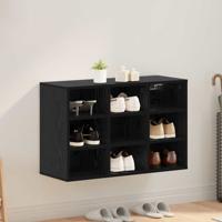 Schoenenkast met plank met opslag Zwart eiken 103x30x51 cm Bewerkt hout