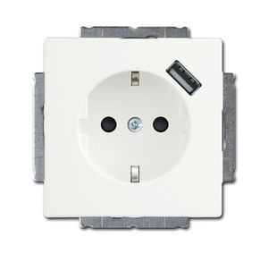 Busch Jaeger stopcontact met usb lader solo wit 2011-0-6161