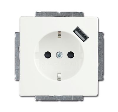 Busch Jaeger stopcontact met usb lader solo wit 2011-0-6161