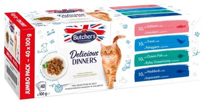 BUTCHER'S Delicious Dinners Jumbo Pack Mix Fish selection in jelly - nat kattenvoer - 40 x 100g