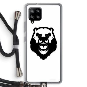 Angry Bear (white): Samsung Galaxy A42 5G Transparant Hoesje met koord
