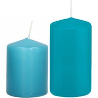 Stompkaarsen set van 6x stuks turquoise blauw 8 en 12 cm - Stompkaarsen - thumbnail