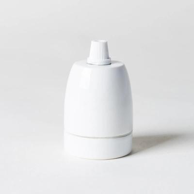Porselein E27 fitting modern glad met trekontlaster