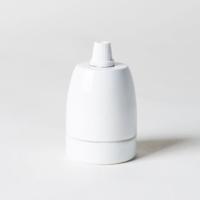 Porselein E27 fitting modern glad met trekontlaster