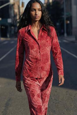 T-shirt met bloemenborduursel - RED - M