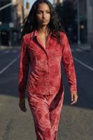 T-shirt met bloemenborduursel - RED - S