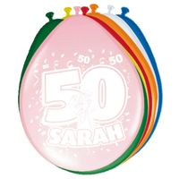8x stuks Gekleurde ballonnen versiering 50 jaar - thumbnail