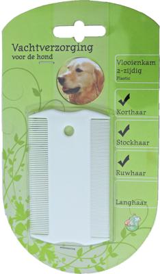 Vlooienkam tweezijdig plastic wit - Gebr de boon