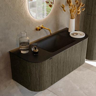Badmeubel Mondiaz Kurve | 110 cm cm | Meubelkleur Shadow | Wastafelkleur Urban | Solid surface | Wasbak midden spoelbak | Zonder kraangat(en)