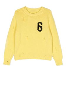 MM6 Maison Margiela Kids pull en maille à logo intarsia - Jaune