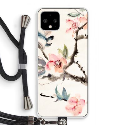 Japanse bloemen: Pixel 4 Transparant Hoesje met koord
